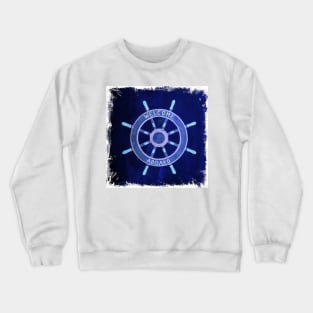 Preppy rustic beach  navy blue Captain Ship Wheel nautical Crewneck Sweatshirt